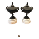 Bronze fireplace garnitures with marble base depicting leaves.
