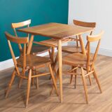 Retro Ercol Elm Blonde Model 395 Breakfast Table & Four 392 Windsor Stacking Chairs