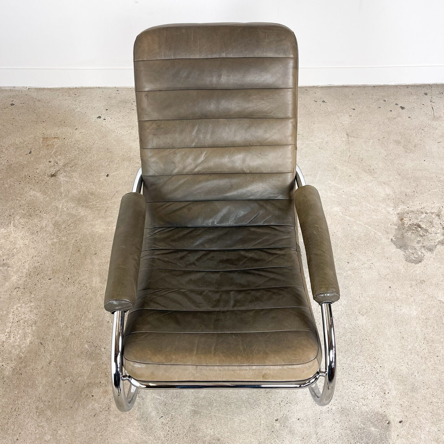 Fauteuil à bascule vintage en cuir italien