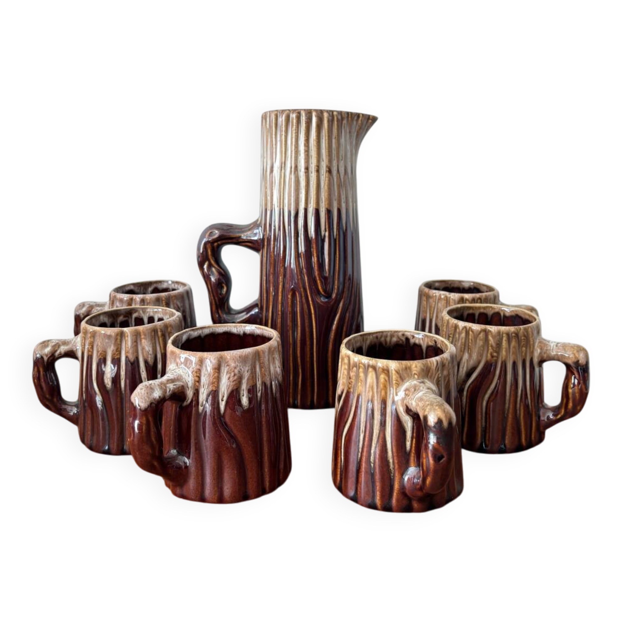 Vintage ceramic service Pol Chambost model Tree – jug and cup