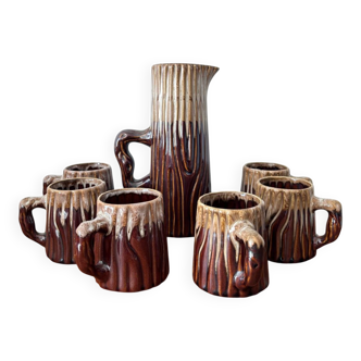 Vintage ceramic service Pol Chambost model Tree – jug and cup