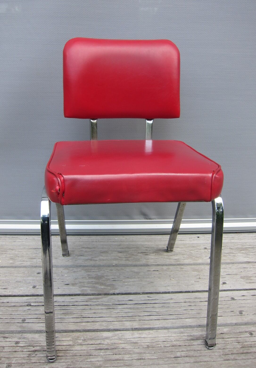 Chair vintage red leatherette chrome feet