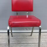 Chair vintage red leatherette chrome feet