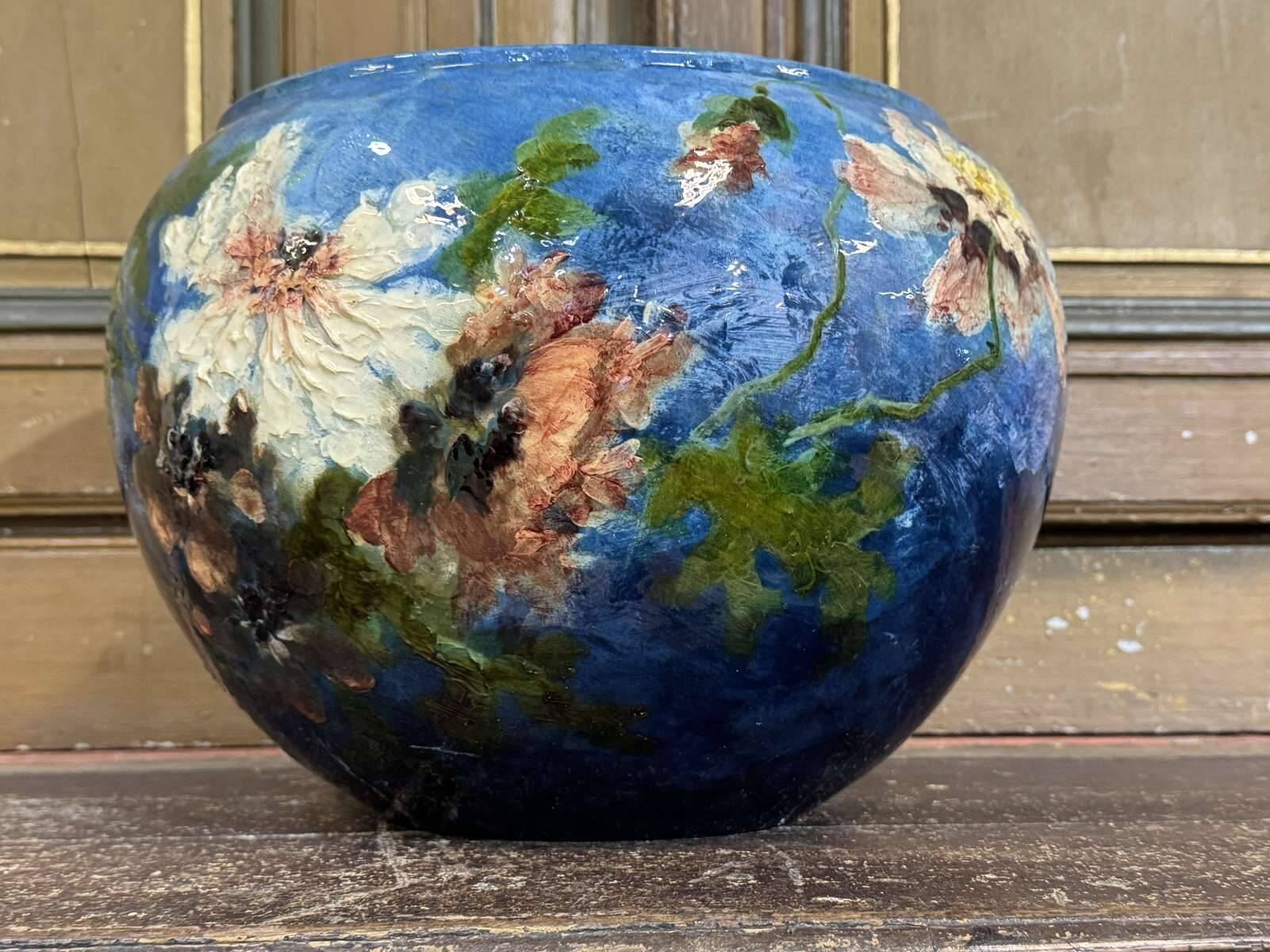 Cache pot XIXème à décor impressionniste