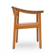 Wood and leather chairs, 1970s, set of 4