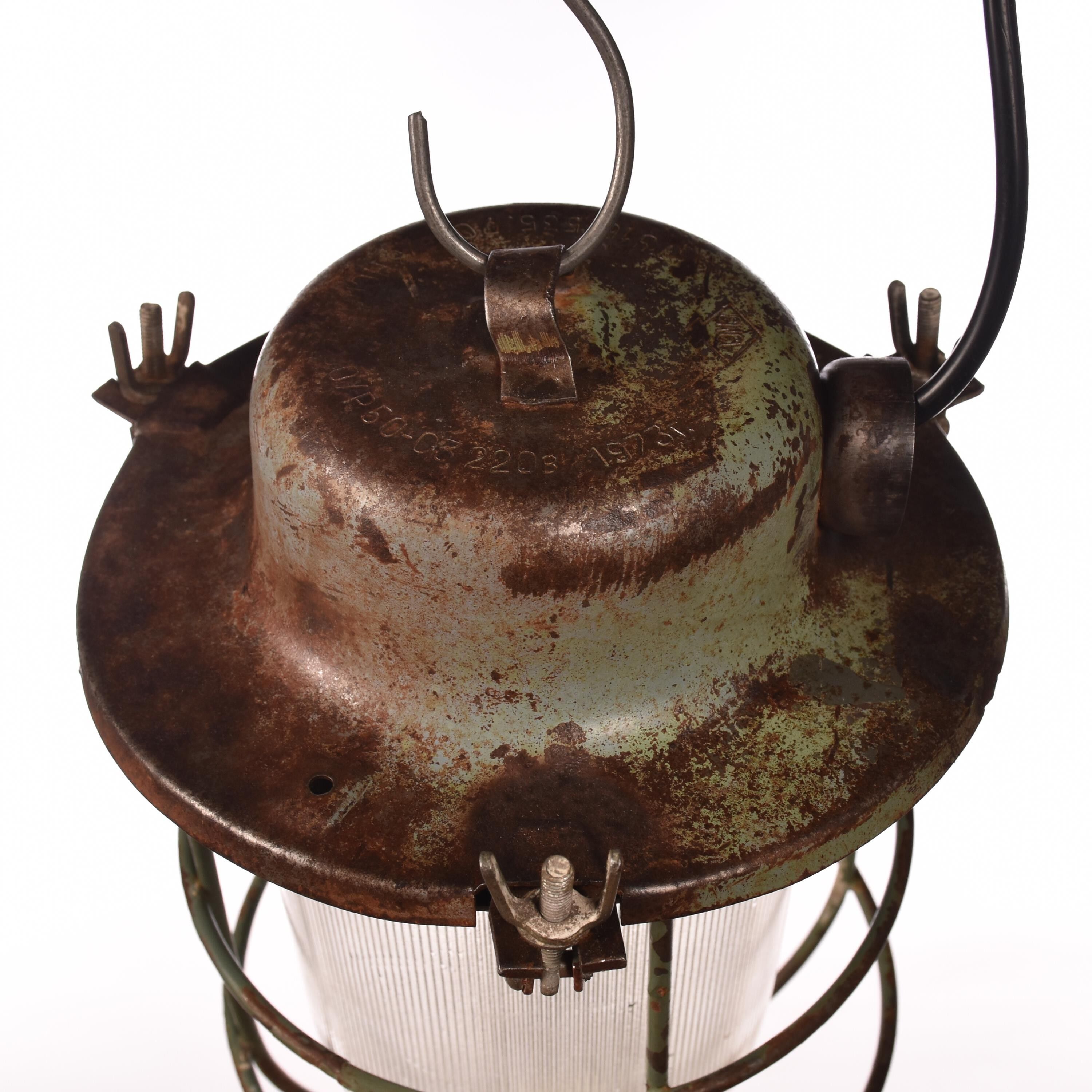 Industrial cage lamp green