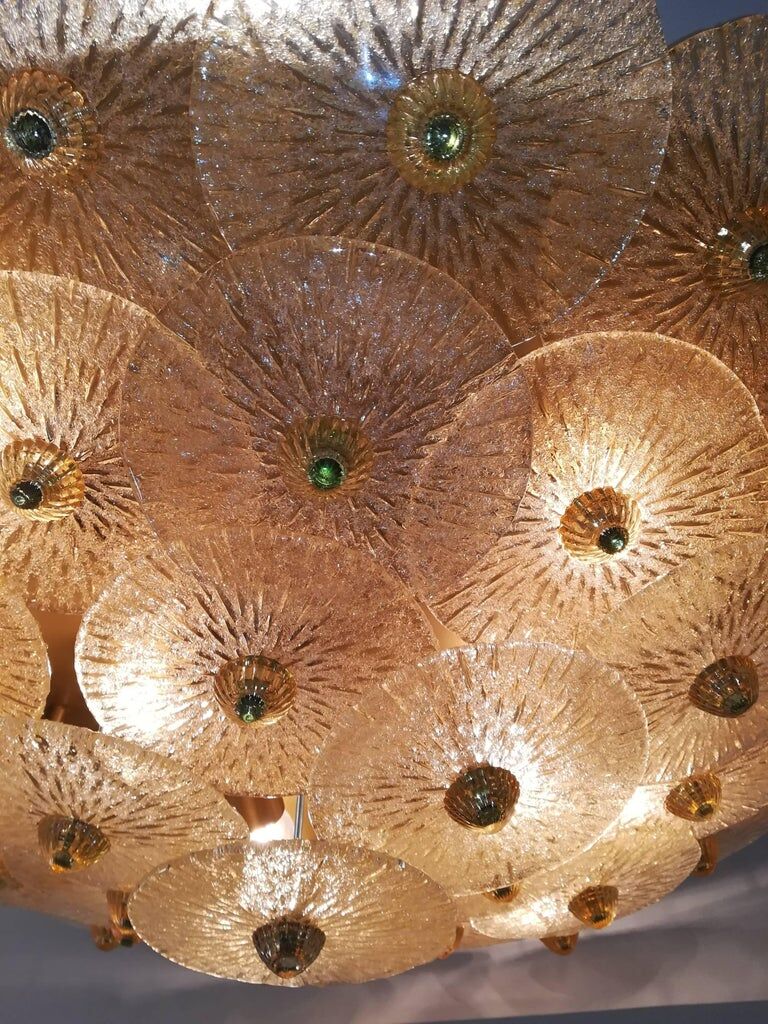 Large Murano gold glass disc ceiling light