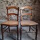 Set of 4 antique dining chairs with caned seats, beech, France, circa 1900–1920.