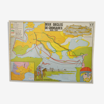 School poster history, geographic "The Crusades" on two sides