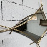 Sculptural mirror with two-tone gilded arches, France, 1970s, 95 x 133 cm