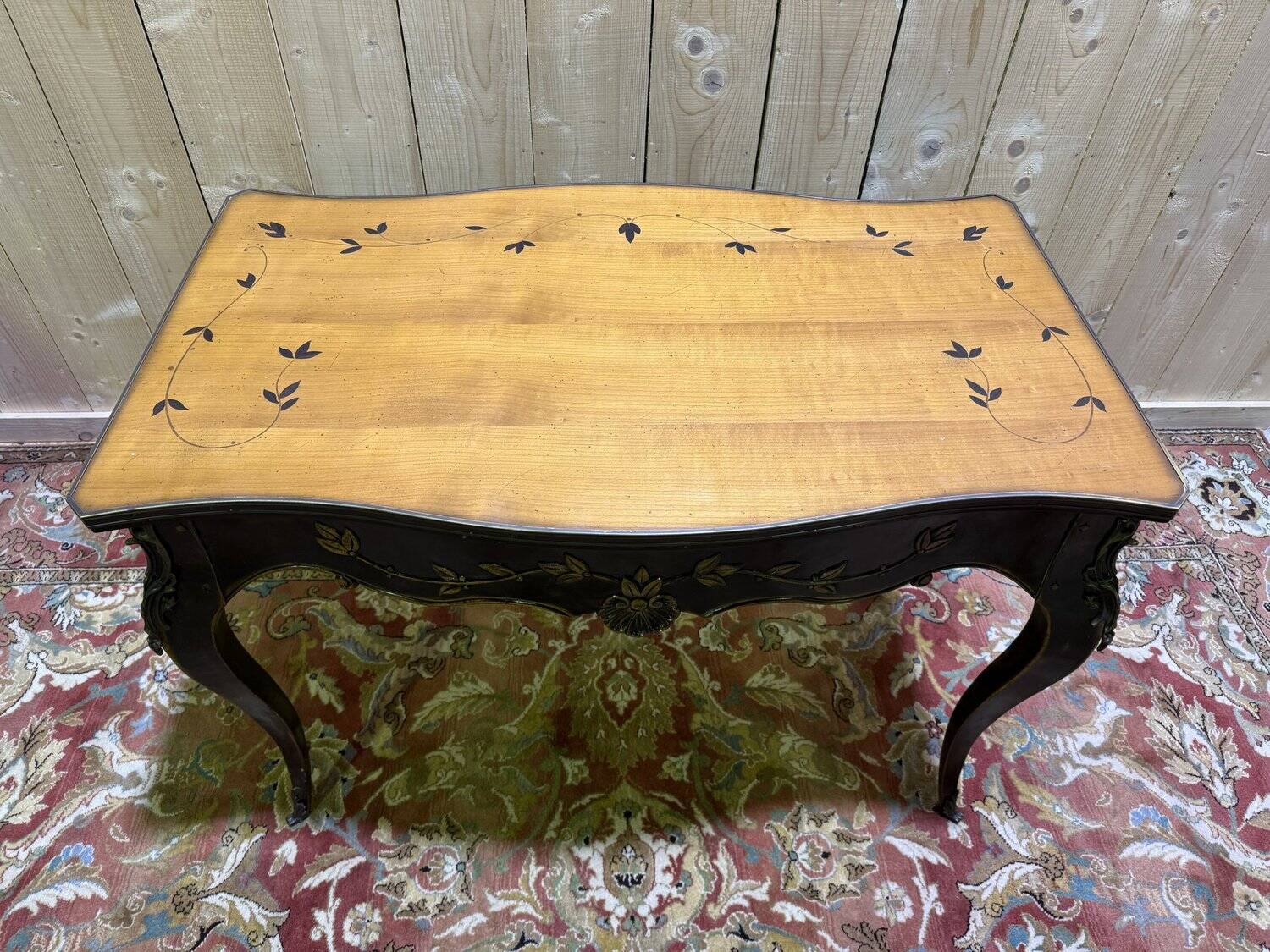 Louis XV style console table in blackened wood.