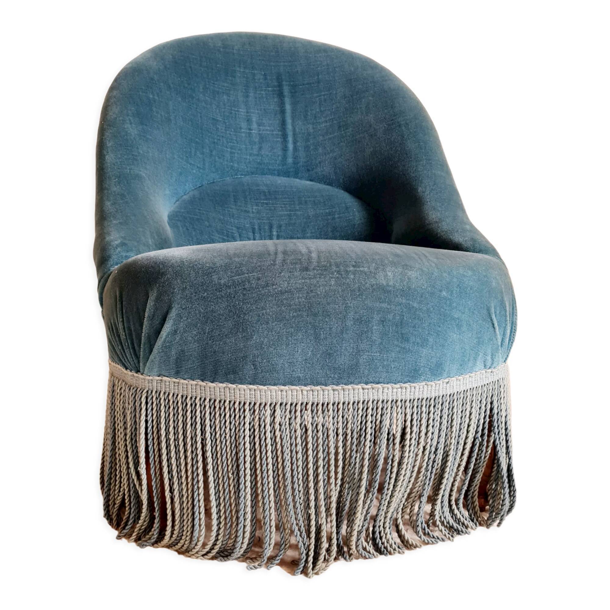 Blue velvet toad armchair