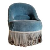 Blue velvet toad armchair