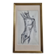 Charcoal study of a male nude, attributed to Maurice de Bus, gilded frame, 21 x 36 cm