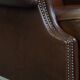 Large Dark Brown Cowhide Leather Wingback Chair