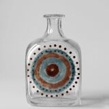 Vintage Bubble Glass Bottle With Abstract Motifs