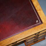 Vintage satin wood partner desk with leather top.