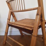 Bamboo and rattan folding chair