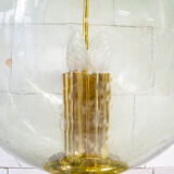 Lampe de table en laiton et verre soufflé, style Caccia Dominioni années 60