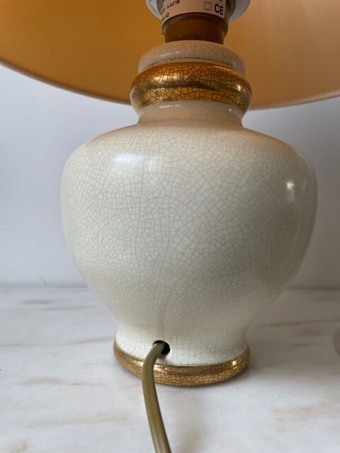 Lamp The Dolphin ceramic cracked white and gold 1970