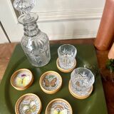 Lot de six sous verres en bambou et papillons