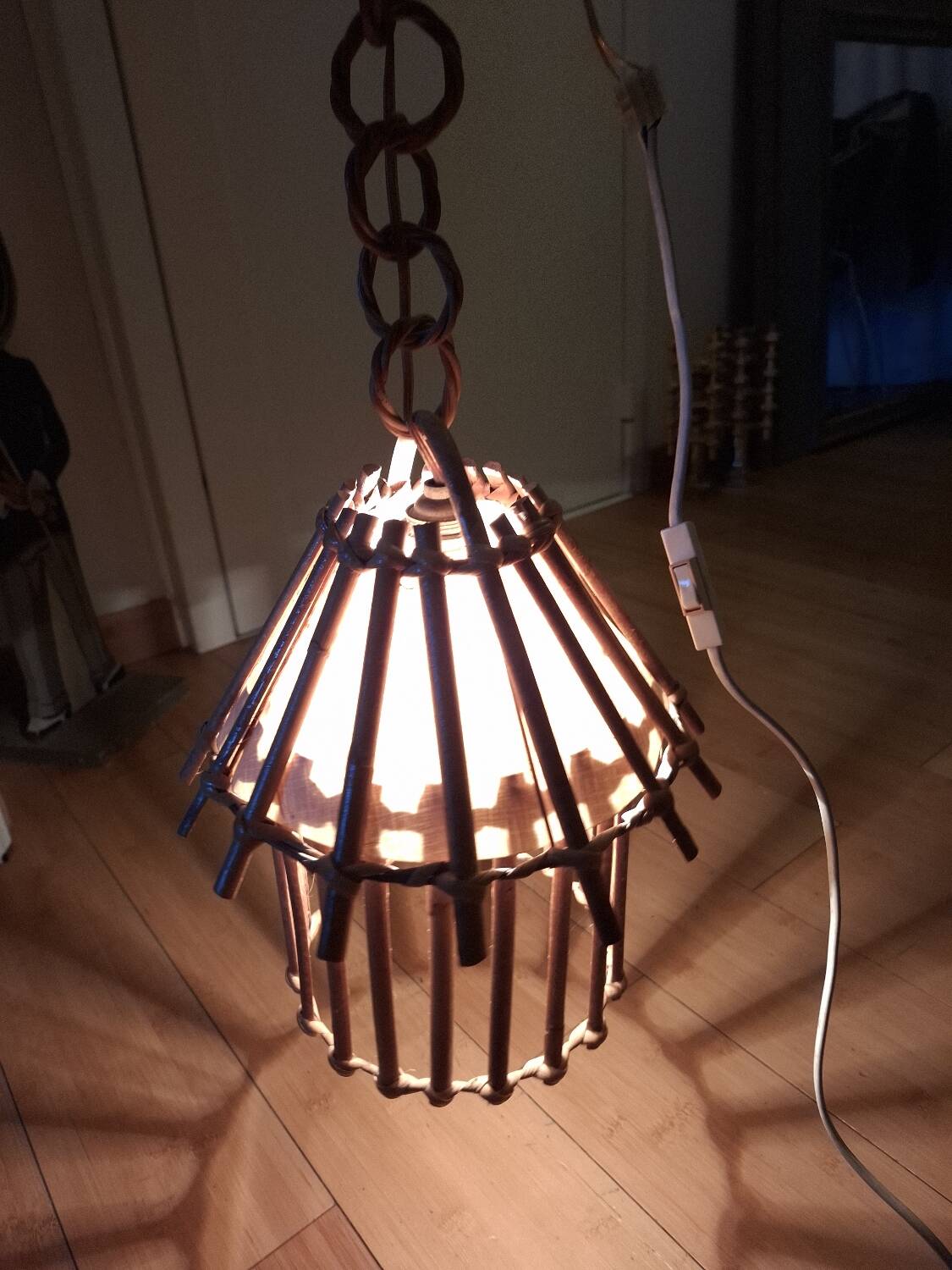 Vintage 60s rattan pendant light