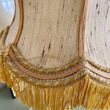 Vintage alabaster lamp base with fringed pagoda shade