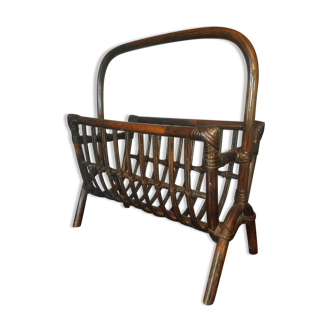 Old rattan magazine holder