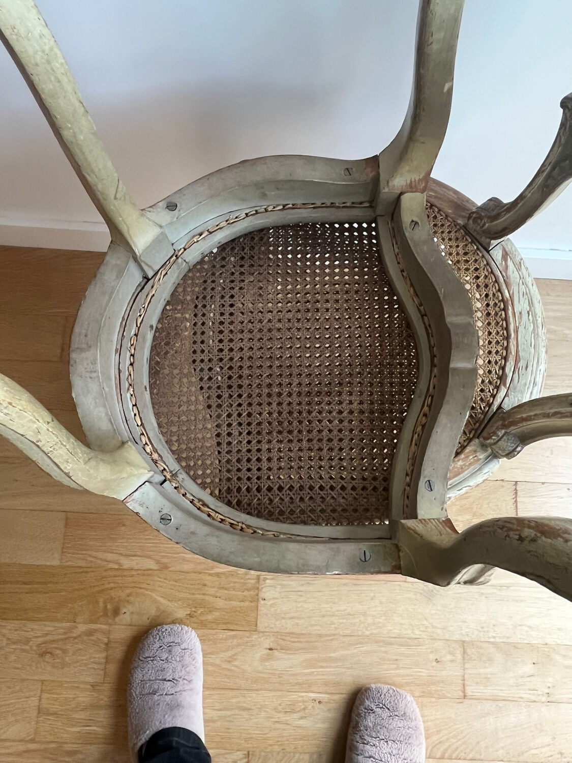 2 caned chairs in Louis XV Regency style