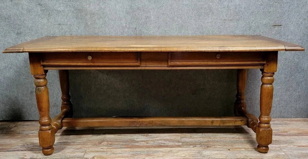 Table or centre desk in Louis XIII style made of solid oak around 1850.