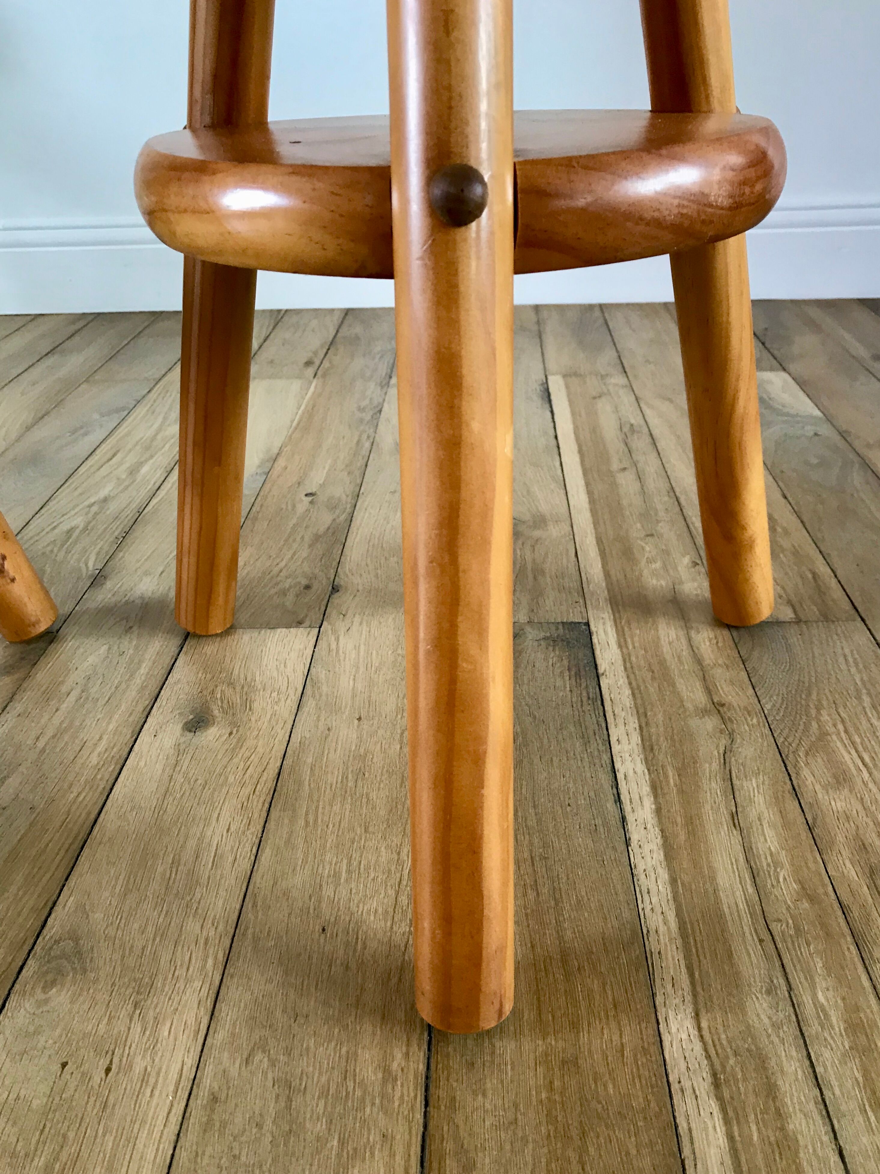 pair of adjustable architect stools pine style 60s