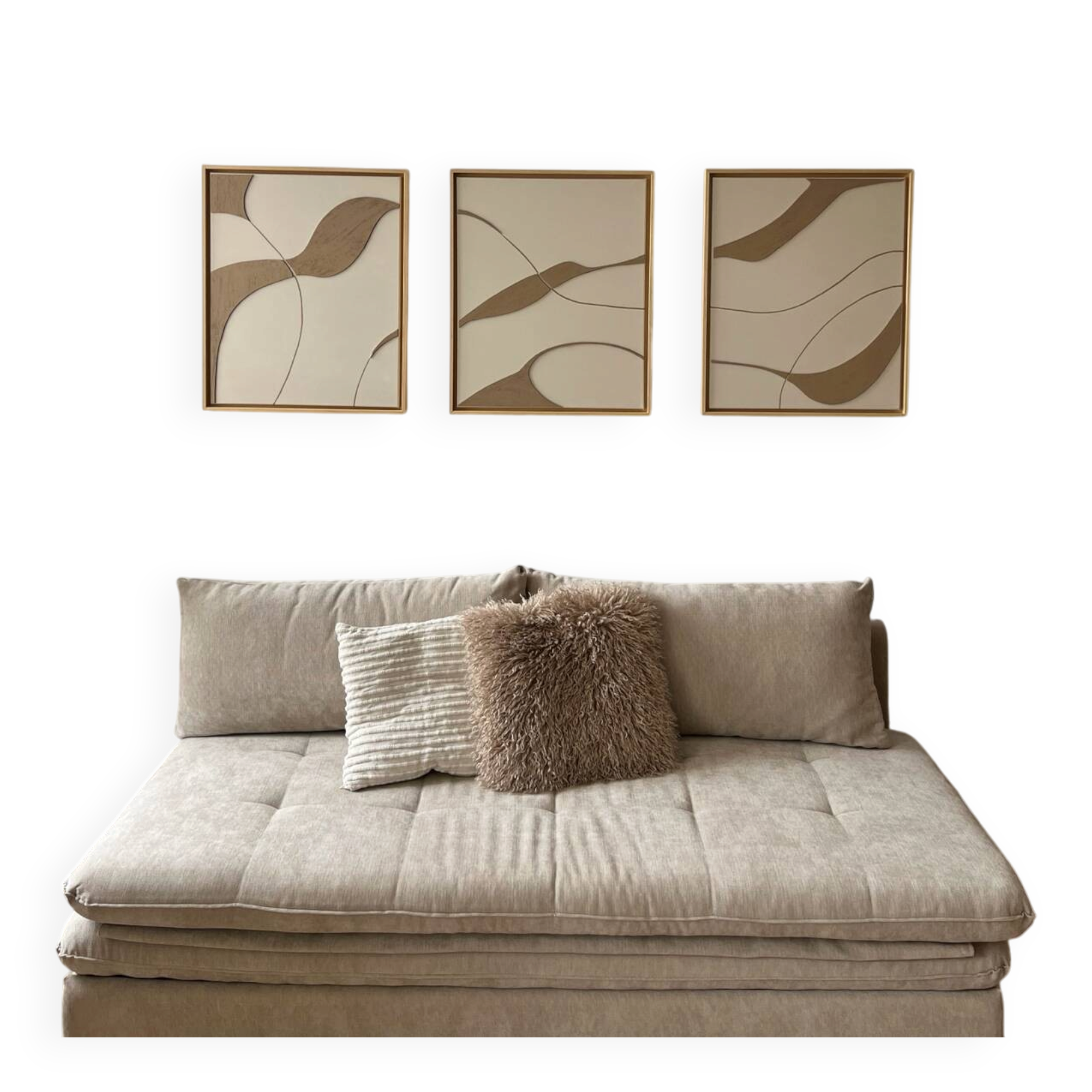 Beige and taupe linen relief design table.