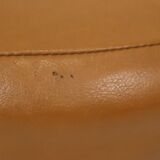 Round Vintage Pouf Camel Brown Skai Faux Leather