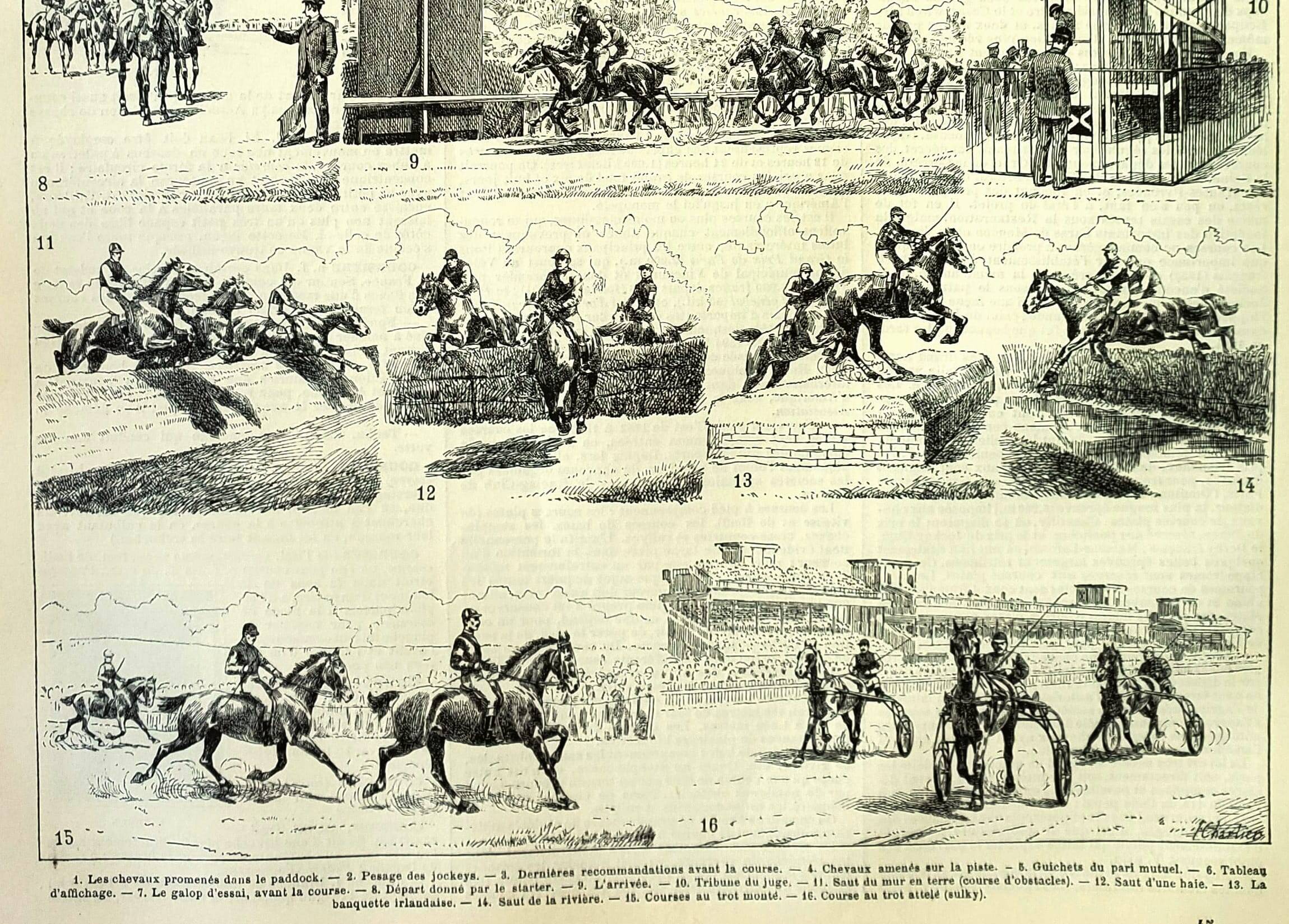 Antique Engraving 1897 - Horse Racing by H.Chartier - Vintage Print
