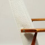 White curly armchair Scandinavian design by H. Lis 1970