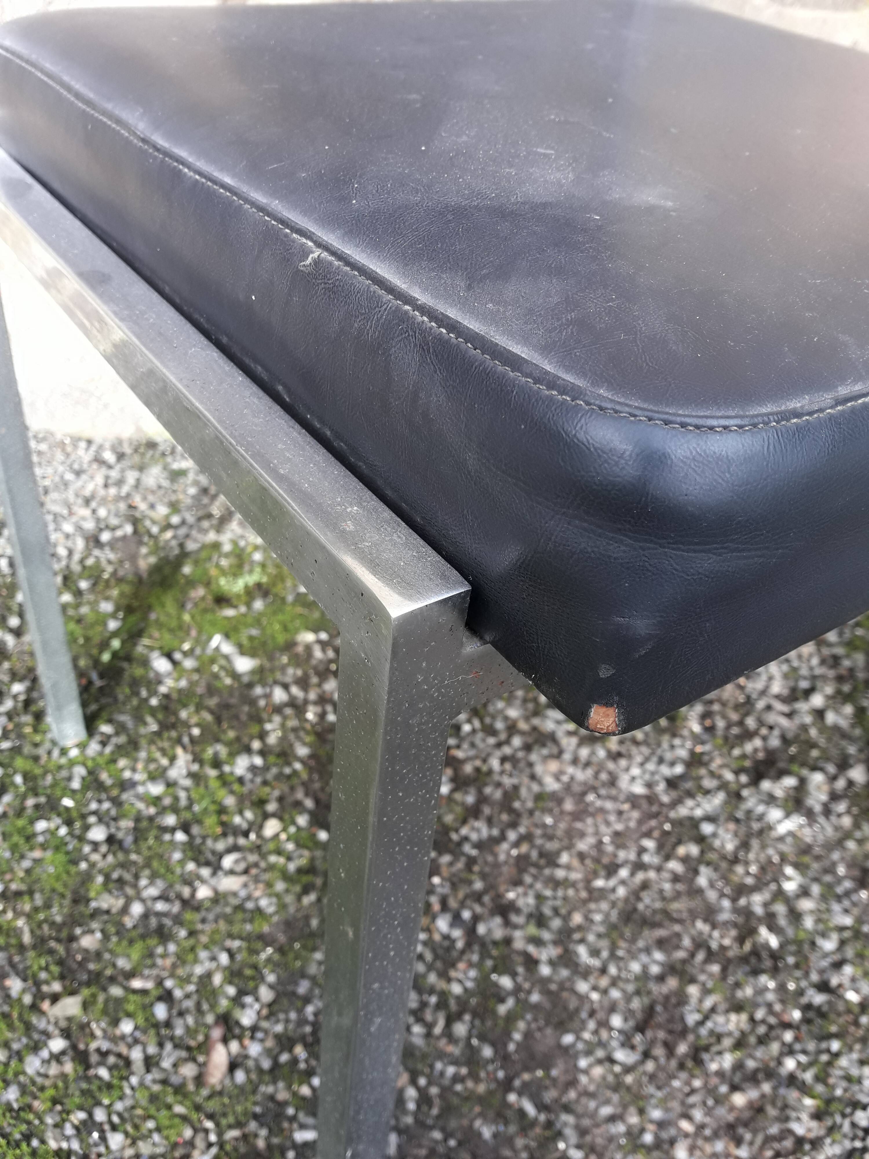 Pair of OEM Strafor 1960 leatherette chrome metal chairs