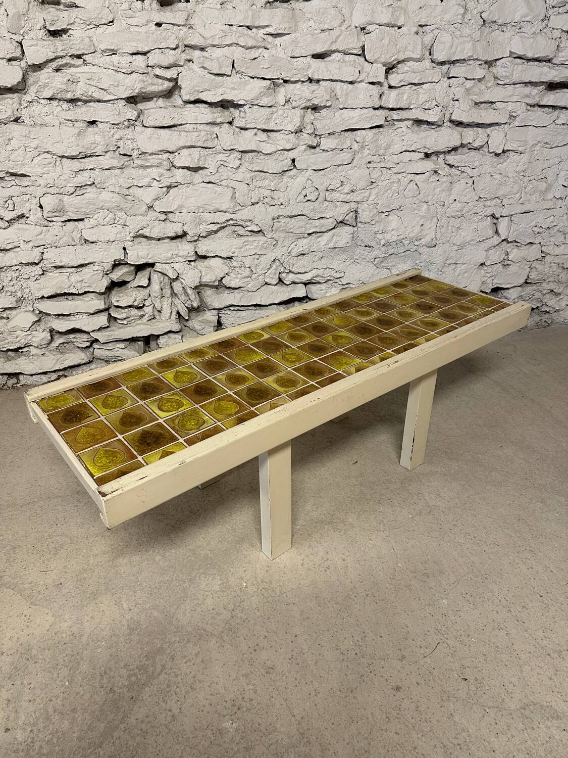 Vintage wood and ceramic coffee table