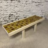 Table basse en bois et céramique vintage