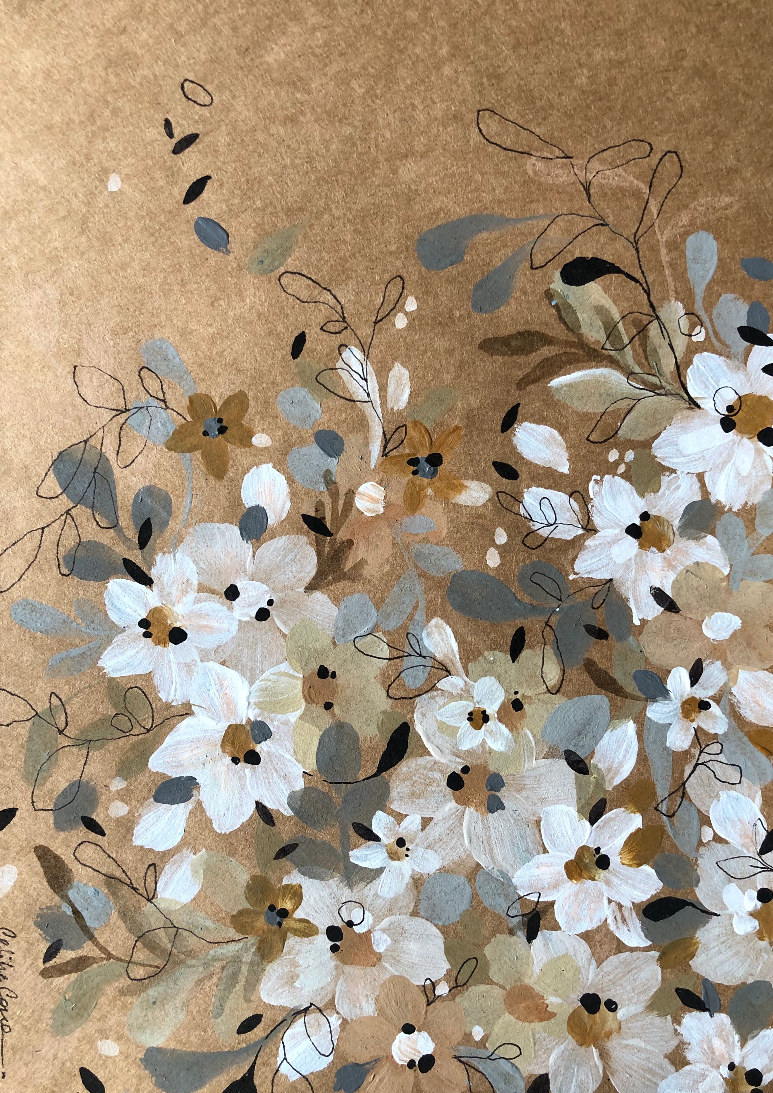 Painting A4 White Flowers In Awakening