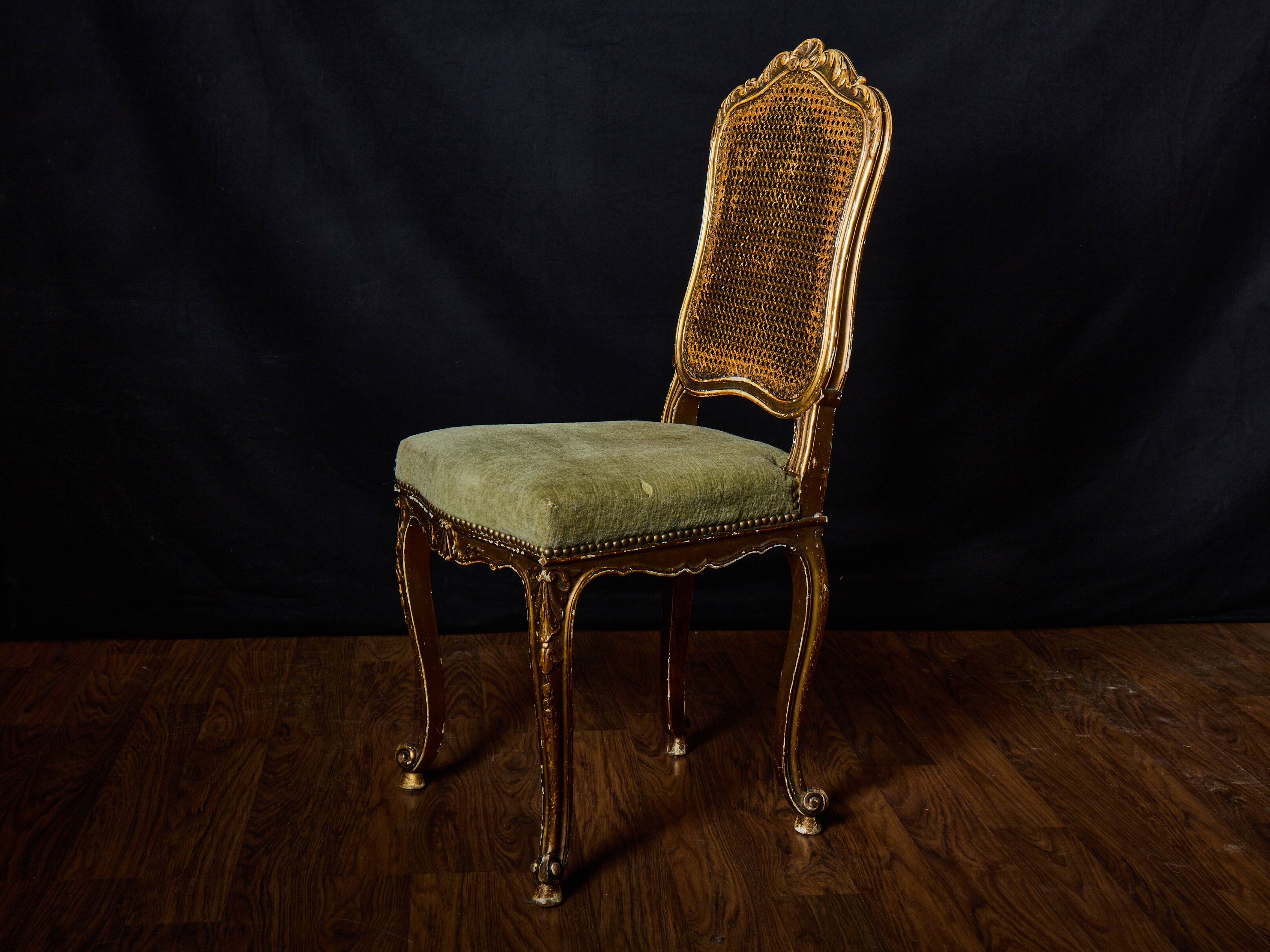 Set of 4 Louis XV style gilded chairs – Musician chair style