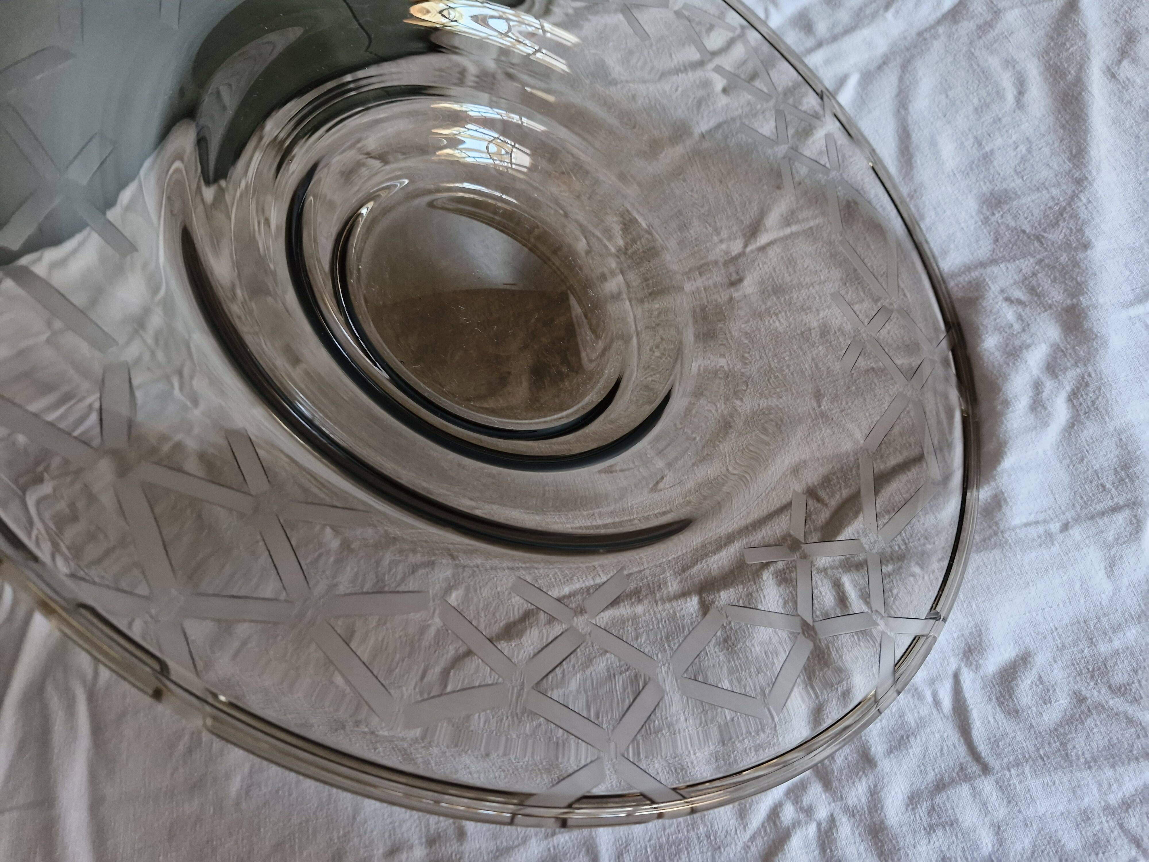 Large bowl/plate/centrepiece smoked glass art-deco