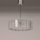 "Lampe suspendue en verre glacé Doria Leuchten avec cylindres en verre en relief, années 1960"