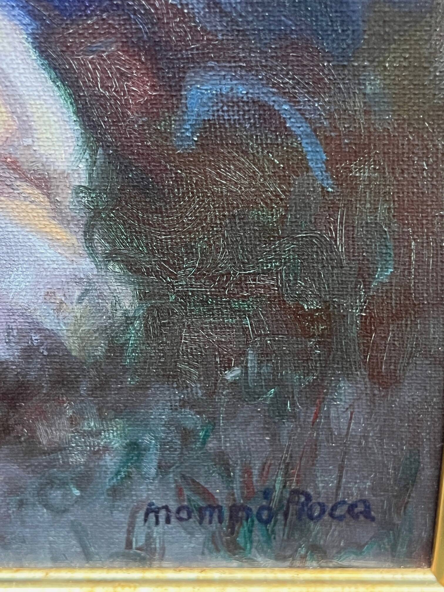 Portrait of a girl with flowers by Alfredo Mompo Roca.