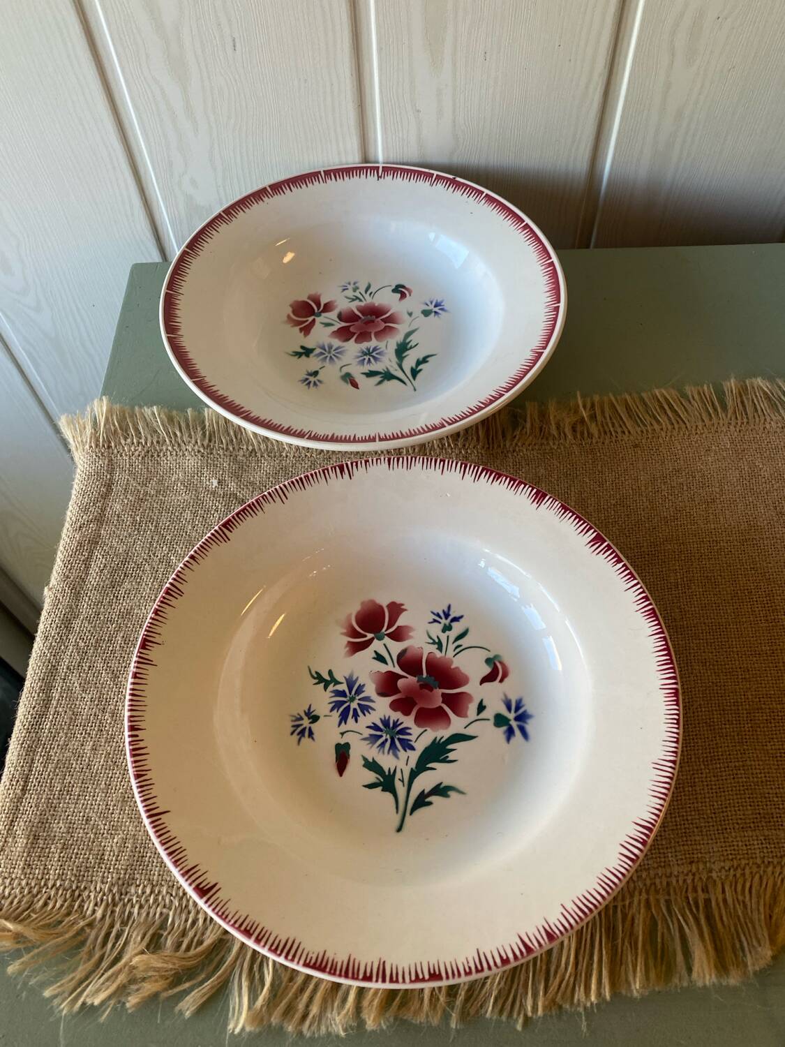 Antique Sarreguemines Prairial plates from the 1930s