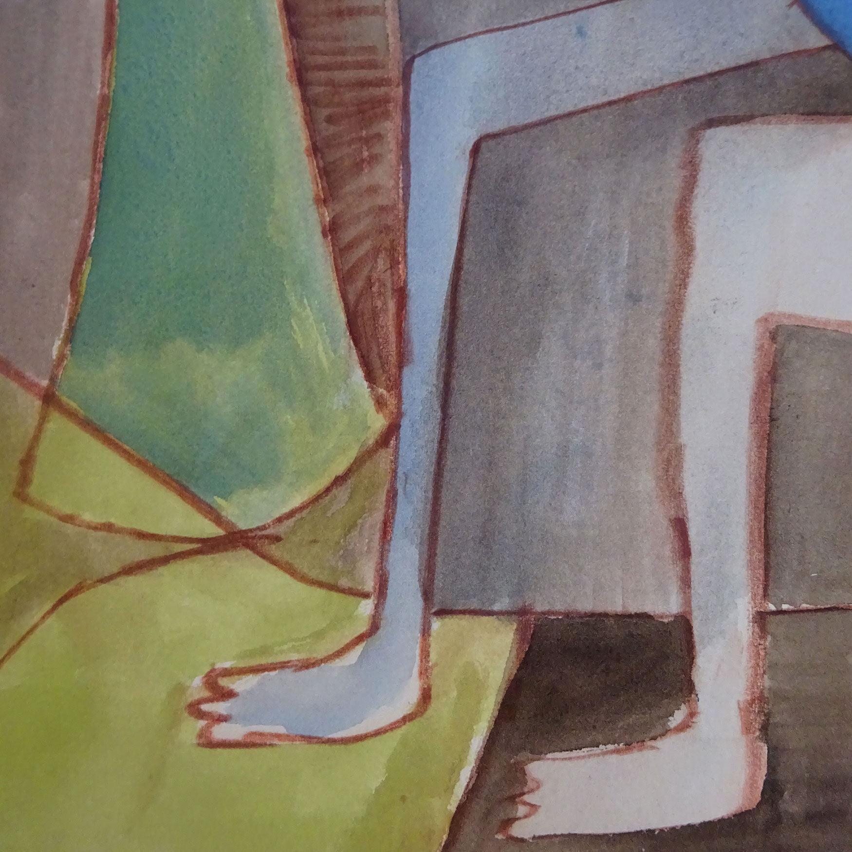 Peinture vintage de style cubiste hollandais, 1957