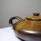Vintage Japanese-style teapot from the 70s-90s, handmade brown stoneware signed Pichon.