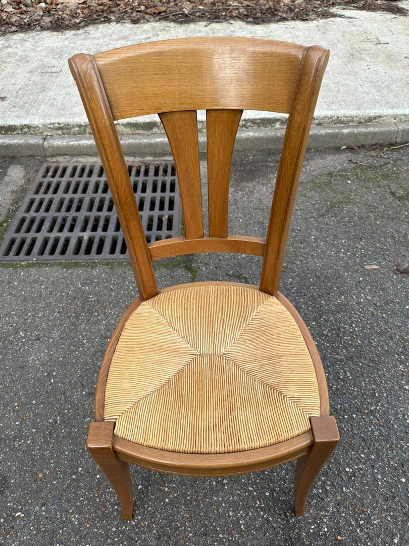 6 Louis XVI Directoire style chairs from the 20th century with rush seats.