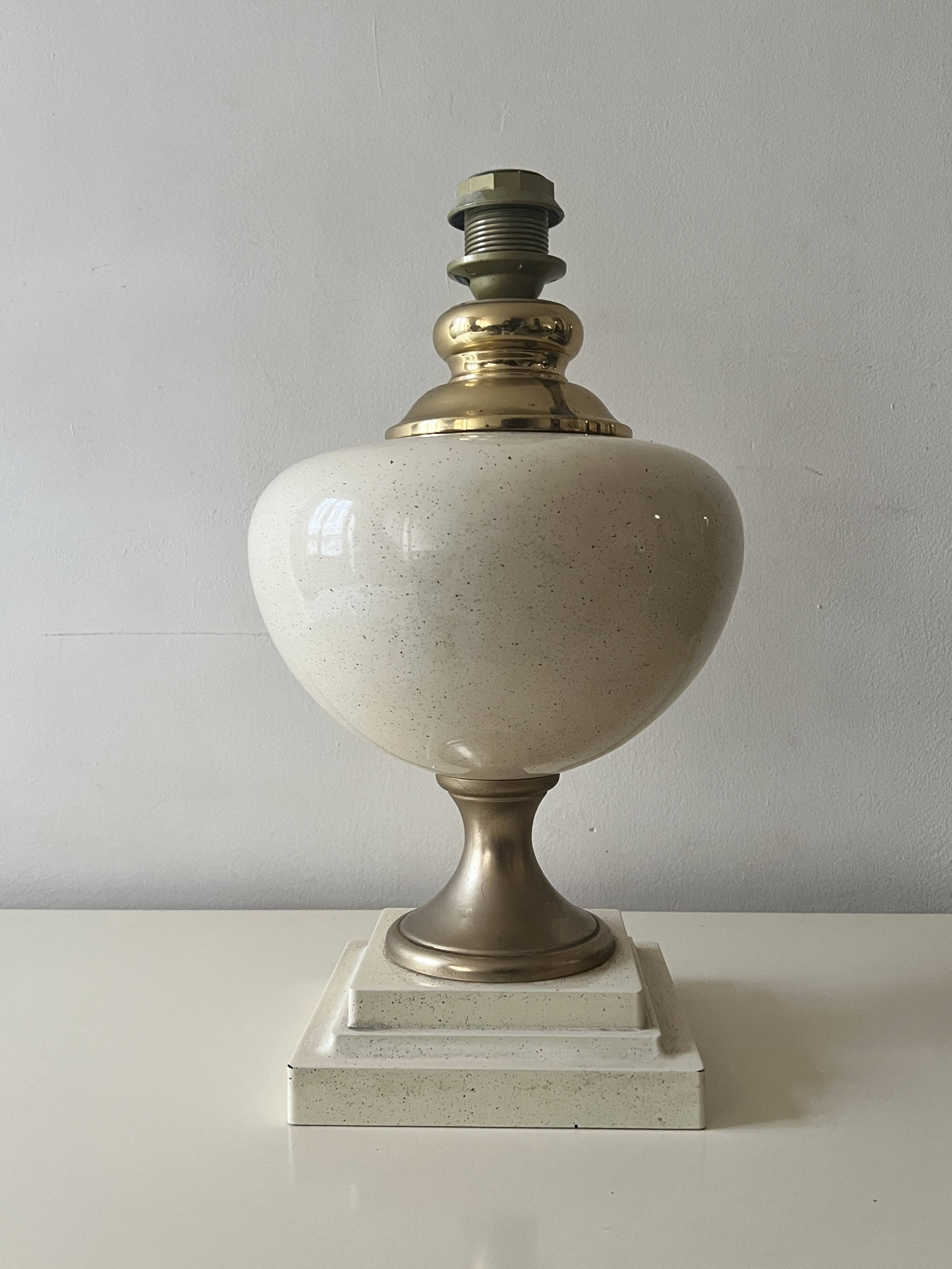 Dolphin lamp model "Oricourt" in ceramic and brass, France 1970.