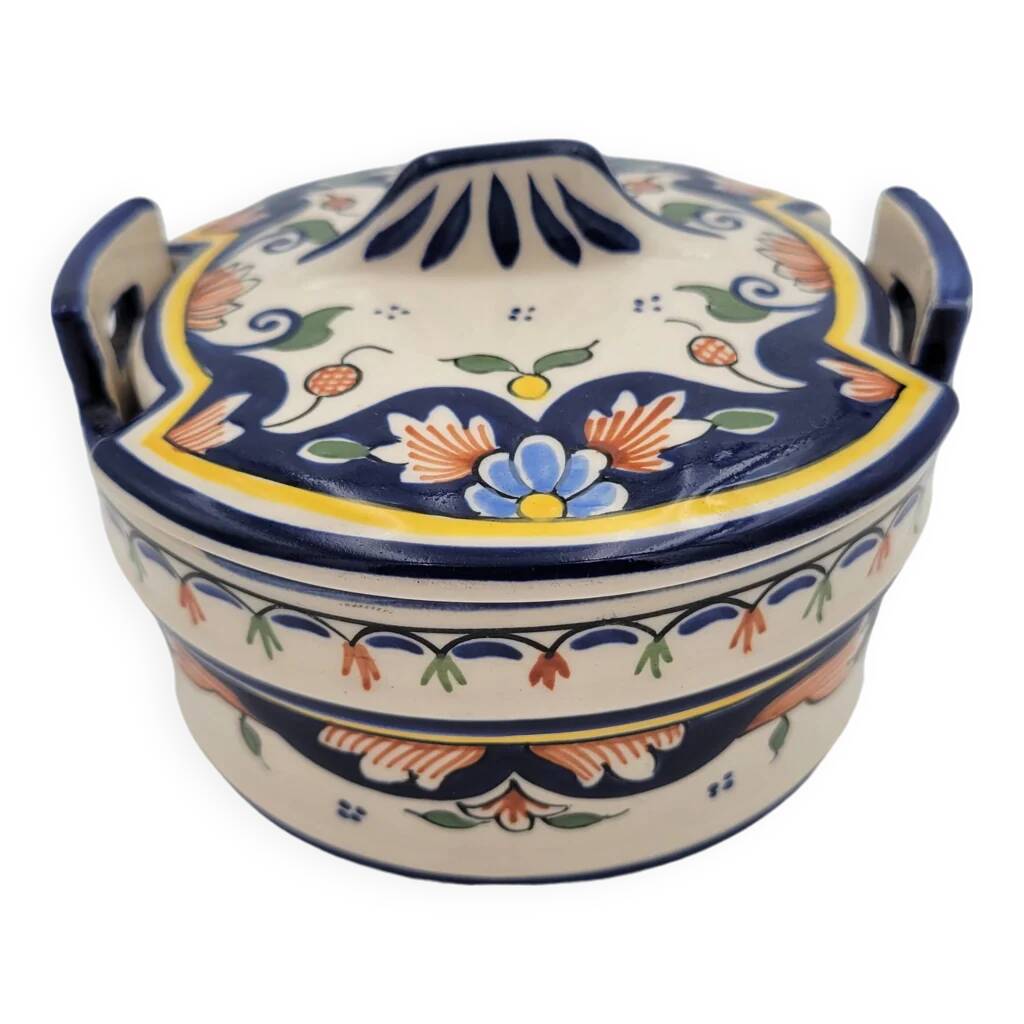 Pot avec couvercle en Porcelaine de Rouen