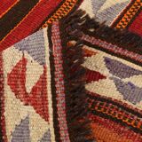 4x9 Red & Blue Turkish Kilim Rug, Living Room Rug, 133x272Cm Vintage Kilim